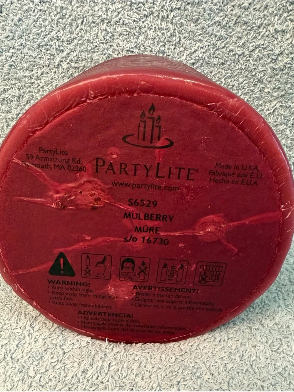 Vintage Partylite Mulberry 3-wick Pillar Candle 6